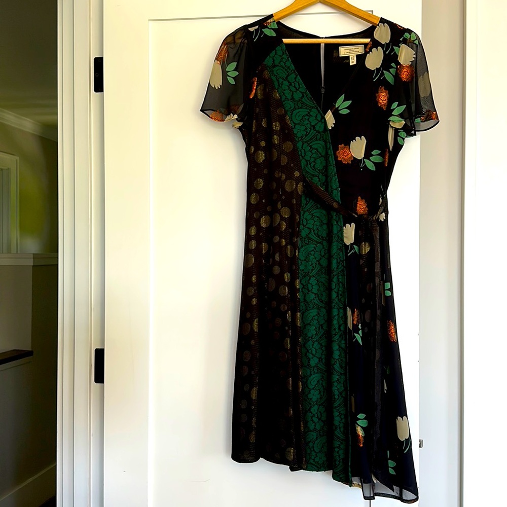 Anthropologie mid length faux wrap dress. Size 6.